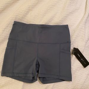 Blue/ Gray Spandex Yoga Shorts